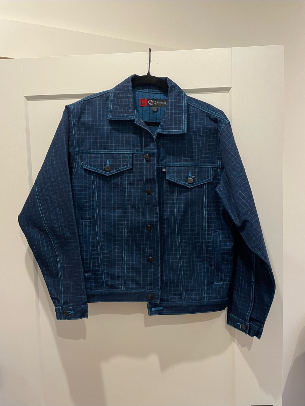 Barcode Navy Grid Jacket